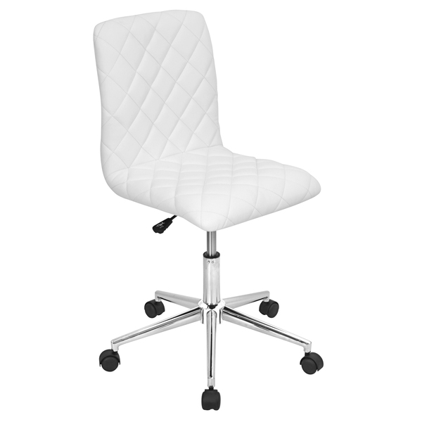 Lumisource Caviar Adjustable Office Chair in White Faux Leather OC-TW-CAV W